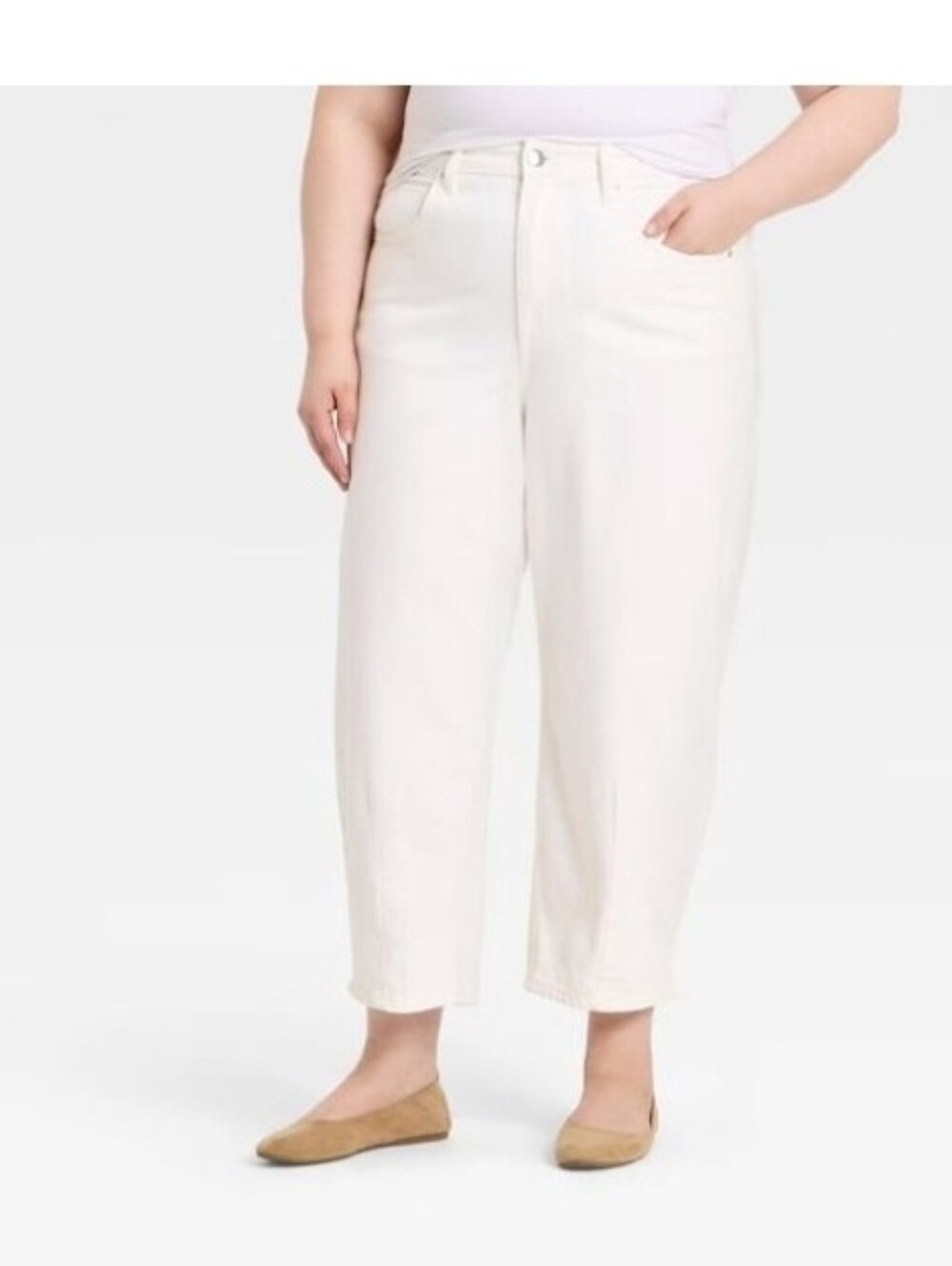Universal Thread Women's High-Rise Striped Barrel Jeans, Size 30 - White Plus SZ